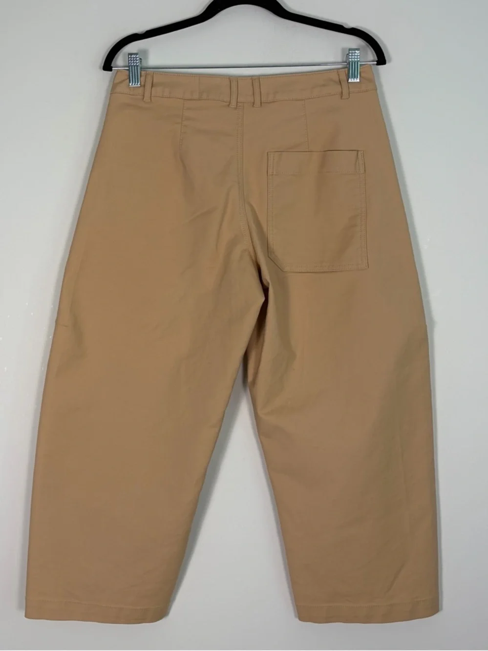 Anthropologie Maeve High Rise Curved Cropped Barrel Leg Chino Pants in Khaki - Picture 6 of 11